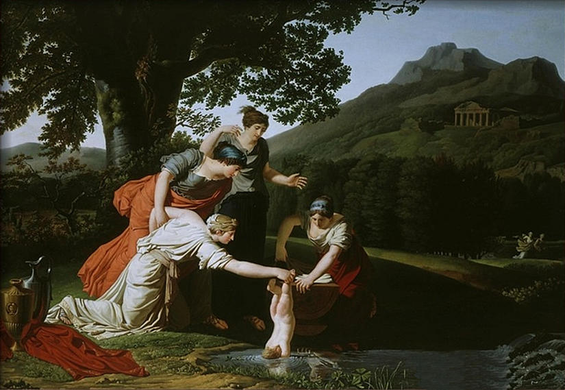 Achille tenuto da sua madre Teti durante l'immersione