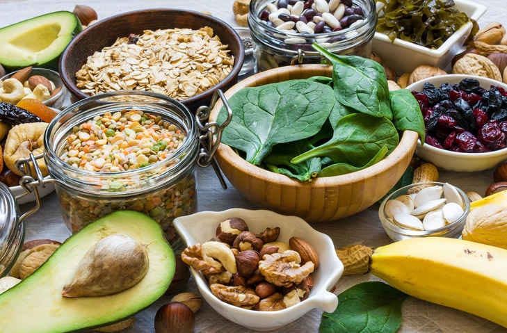 Fotografia con gli alimenti più ricchi di potassio