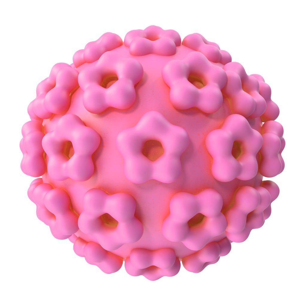 Ricostruzione grafica del virus HPV (papilloma virus)