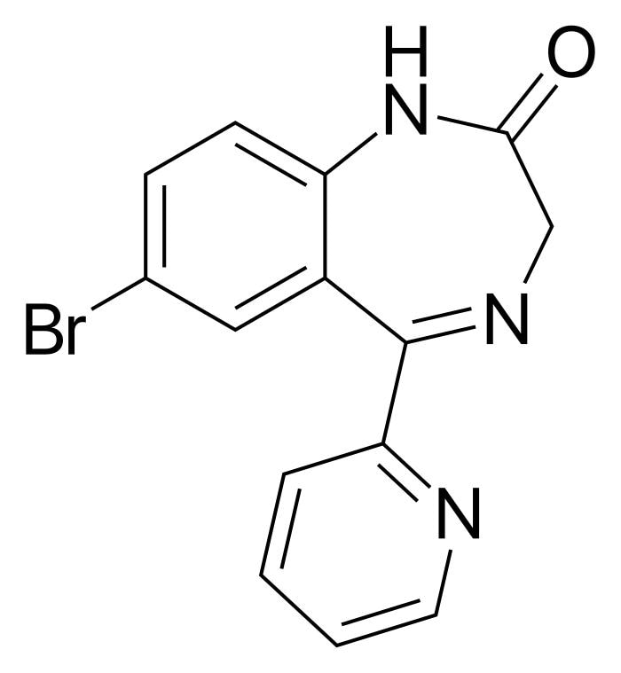 Formula chimica del bromazepam (Lexotan)