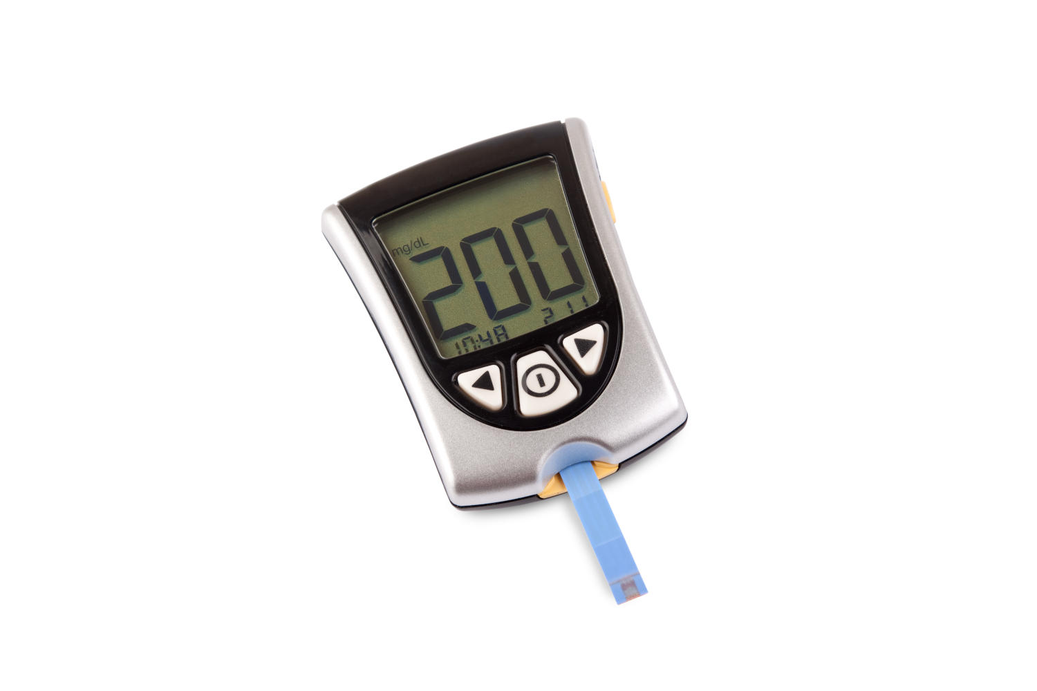 Glucometro che segna 200 mg/dL