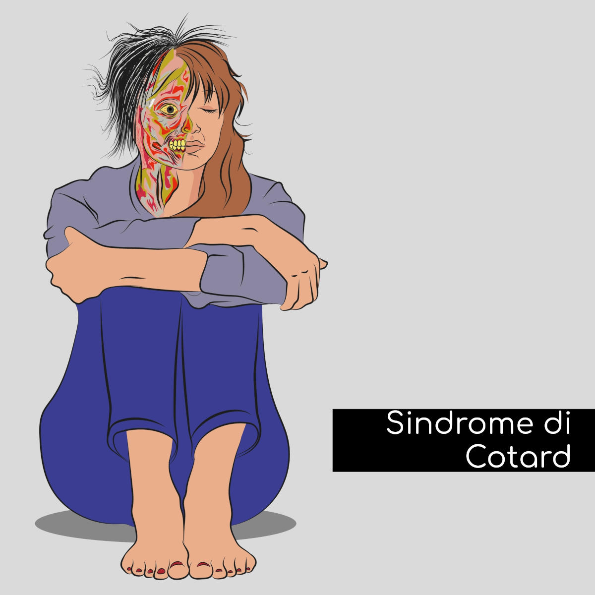 Immagine concettuale con donna metà normale e metà come se fosse una zombie