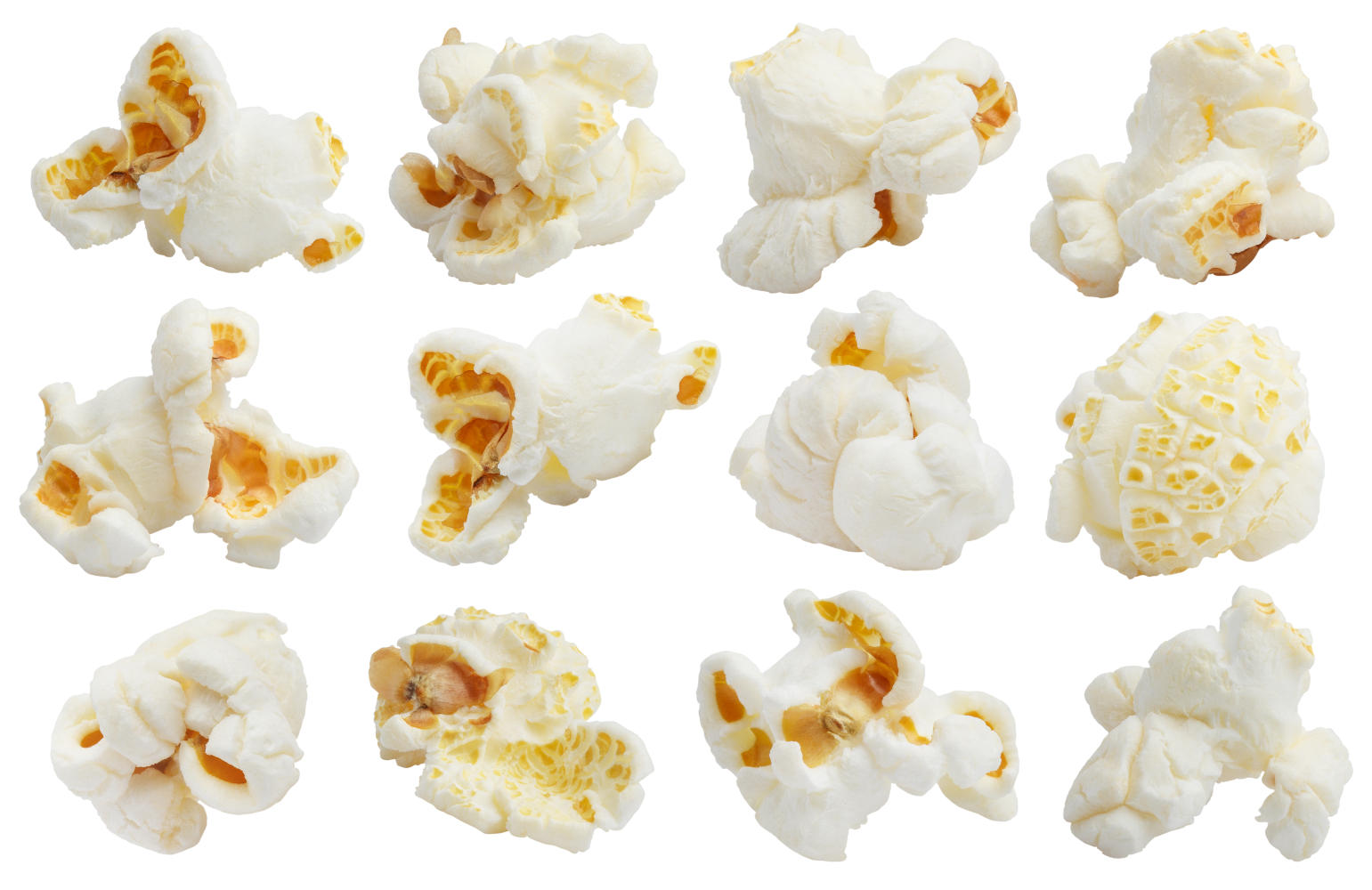 Popcorn su sfondo bianco