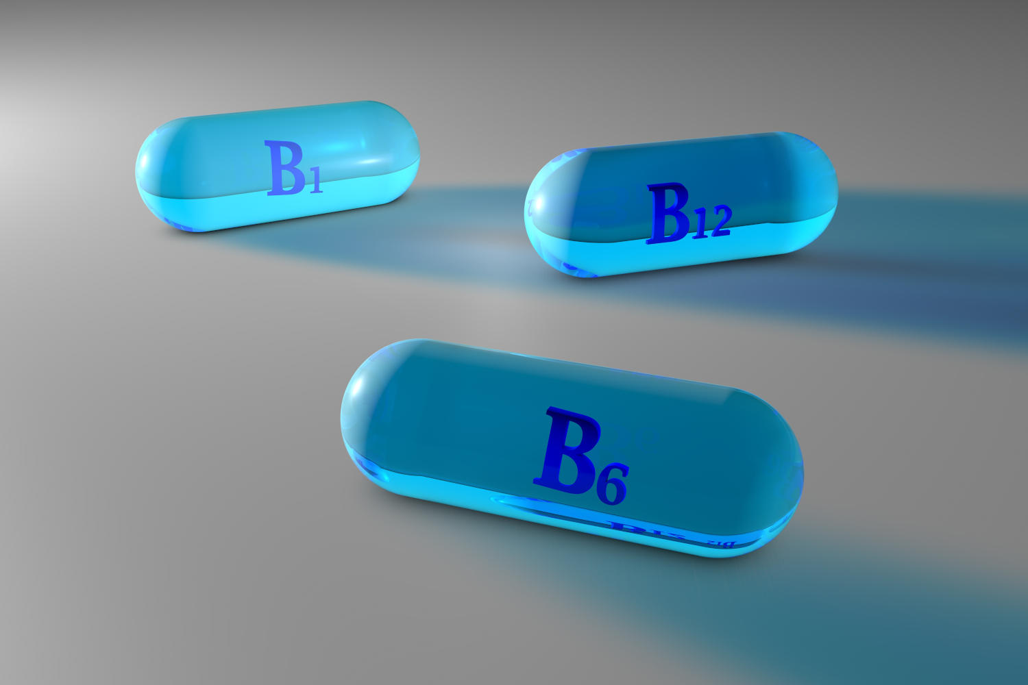Capsule di colore azzurro con la scritta B1, B6 e B12