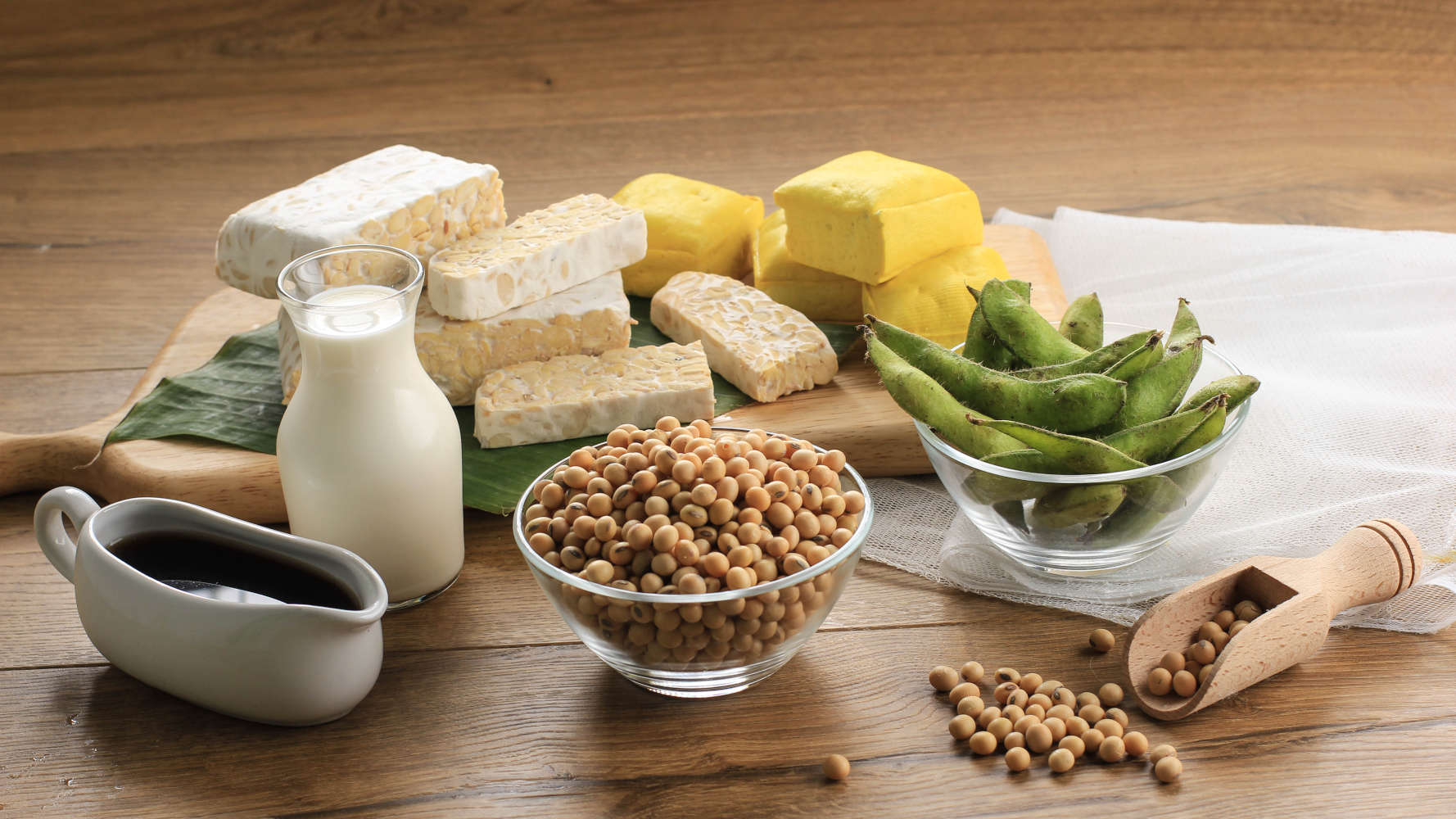 Derivati della soia (edemame, salsa di soia, tempeh, tofu, bevanda di soia, ...)