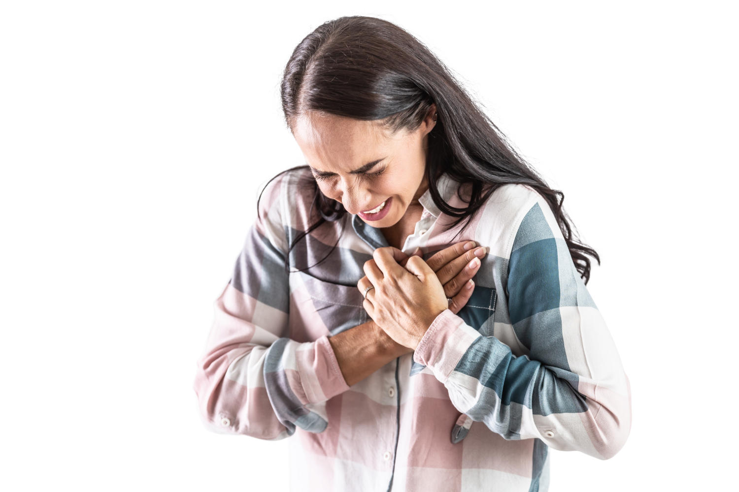 Donna con un possibile infarto in corso