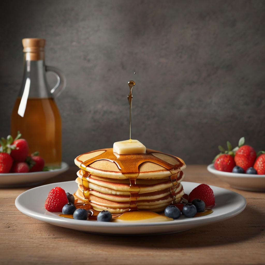 Invitanti pancakes su un piatto, farciti con miele