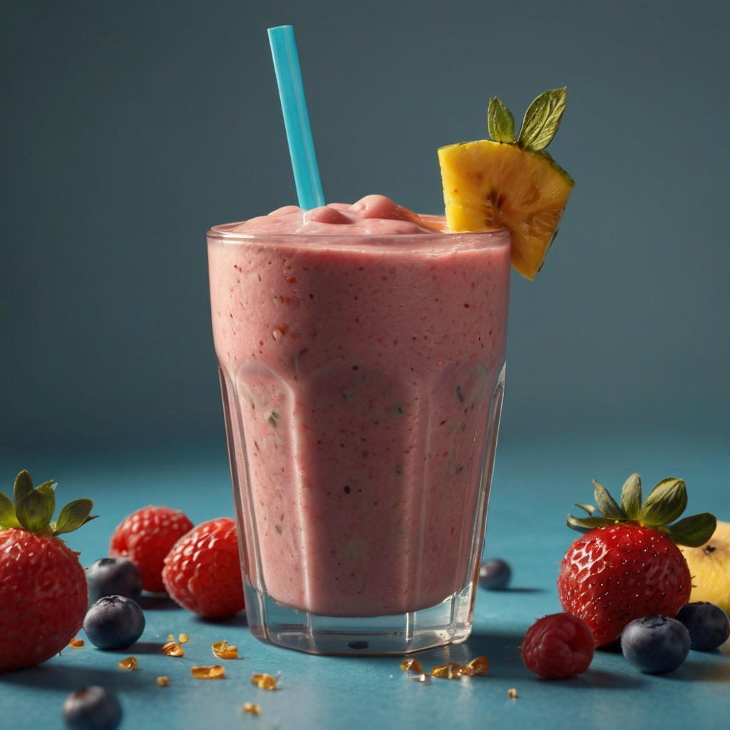 Smoothie rosa in un bicchiere con cannuccia