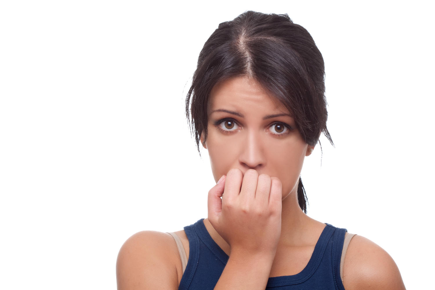 Primo piano di ragazza preoccupata