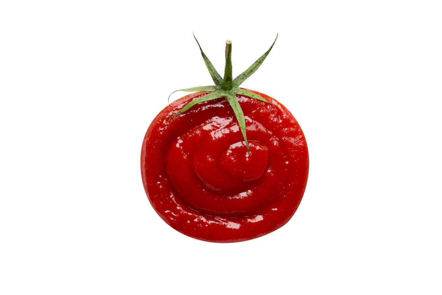 Passata di pomodoro su sfondo bianco, che sembra un pomodoro intero