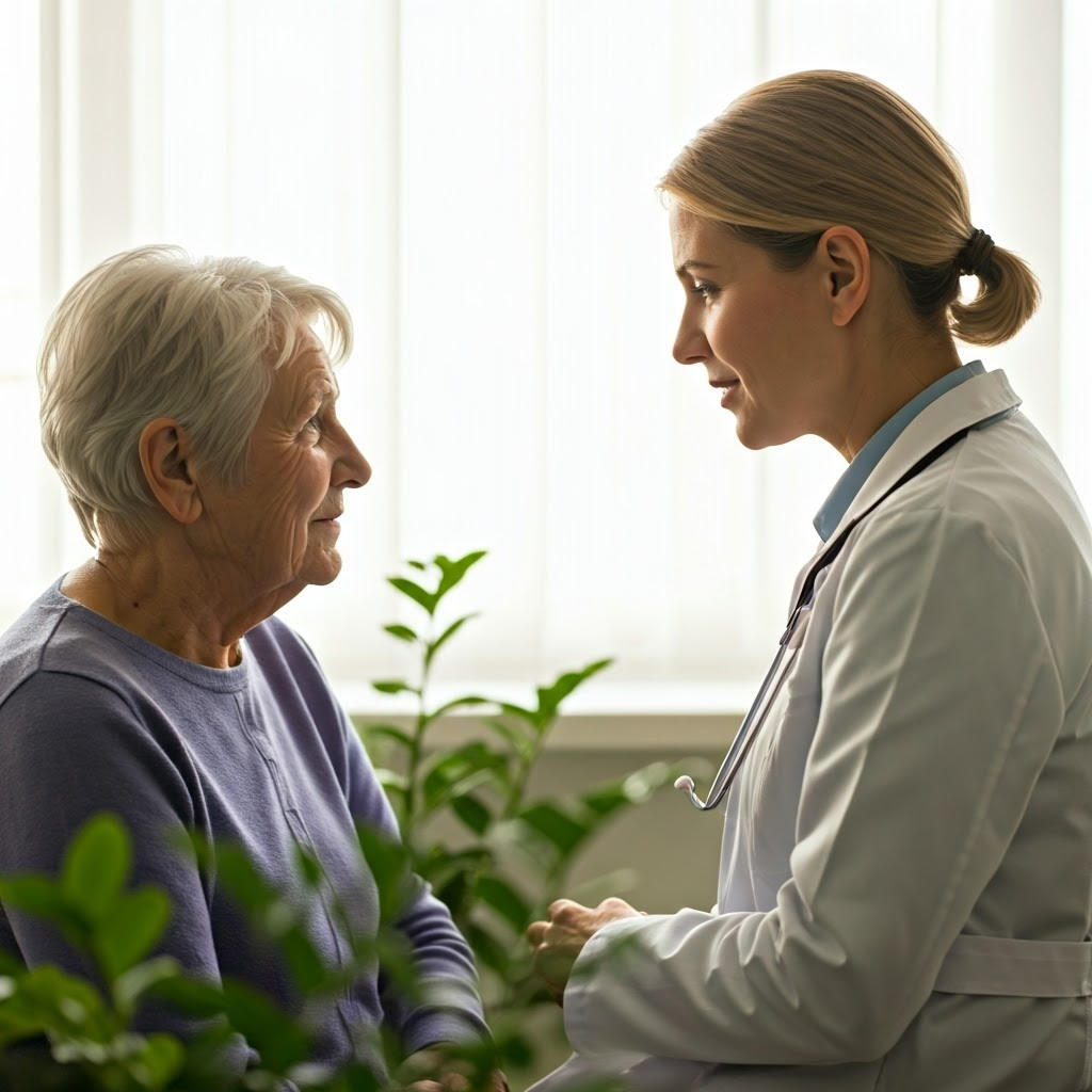 Geriatra con paziente