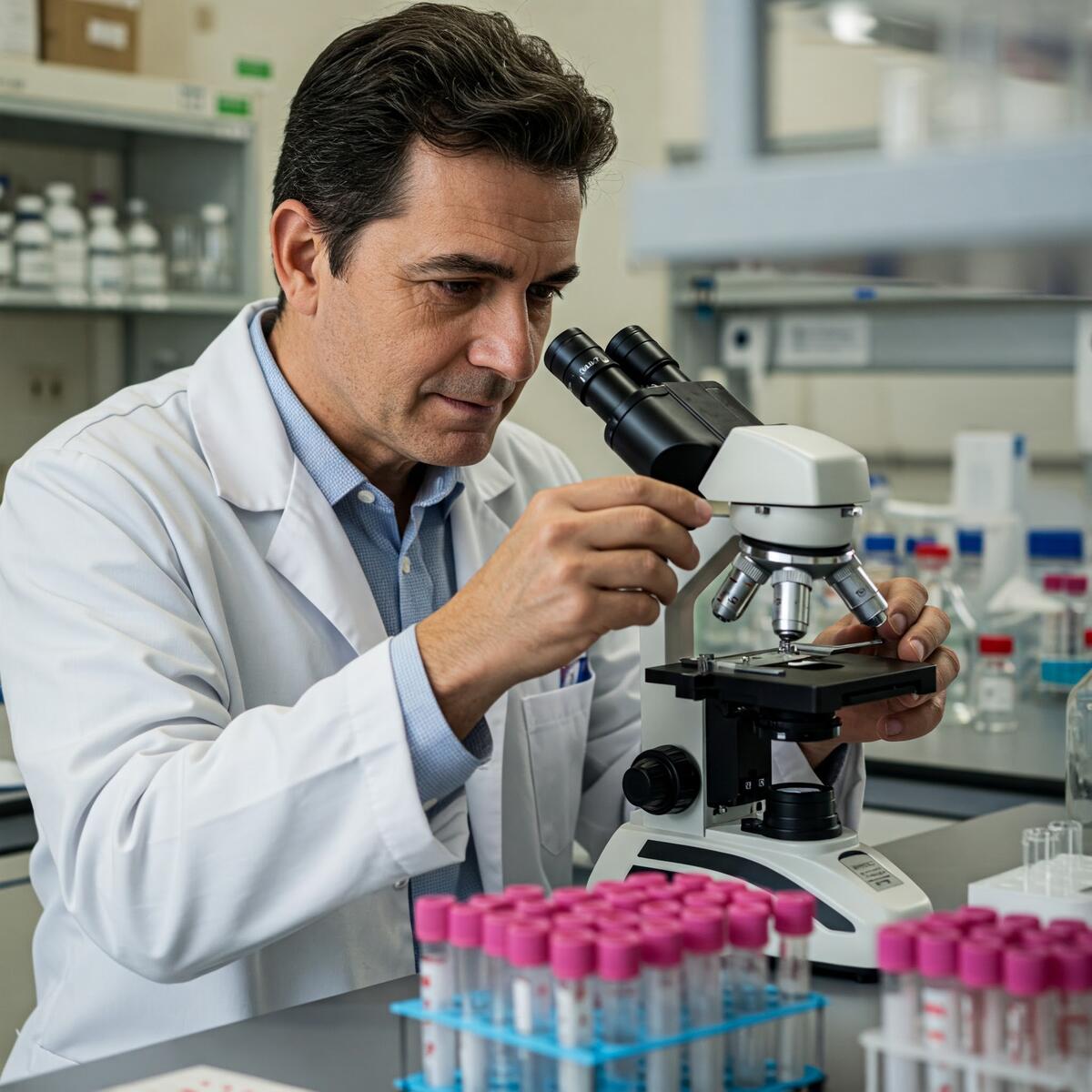 Patologo clinico in laboratorio