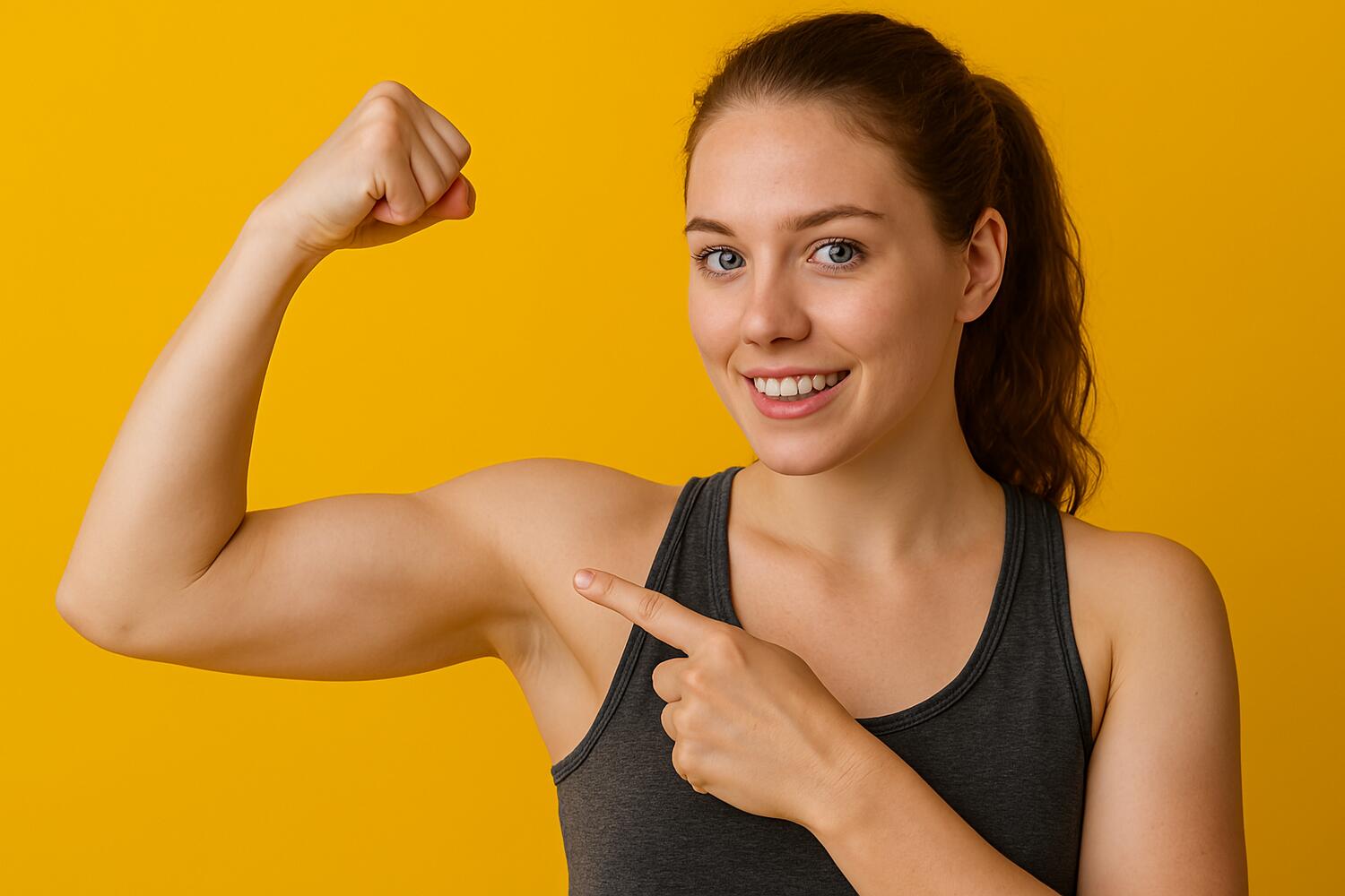 Ragazza che fa il muscolo con il braccio