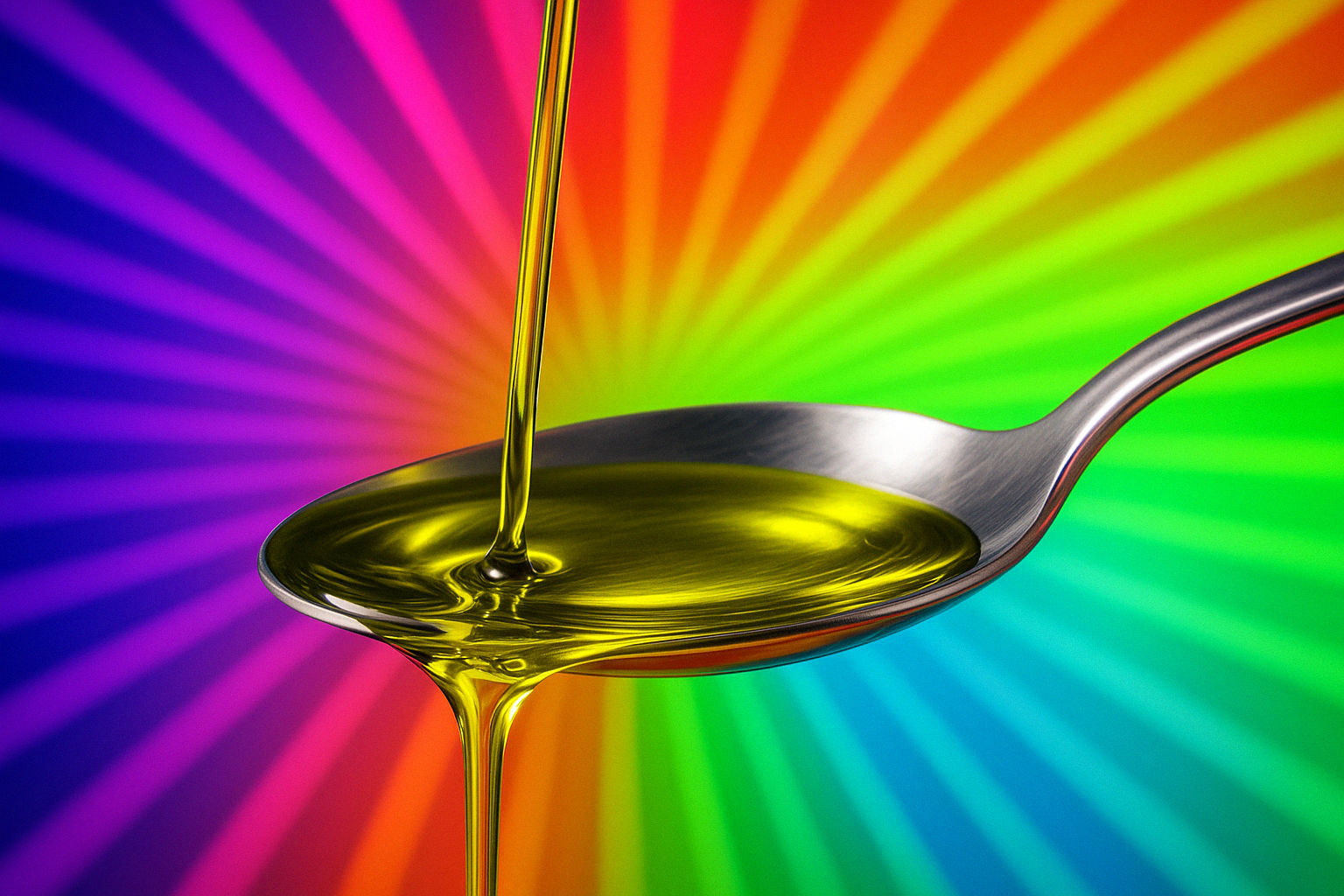 Cucchiaio da cui cola dell'olio d'oliva