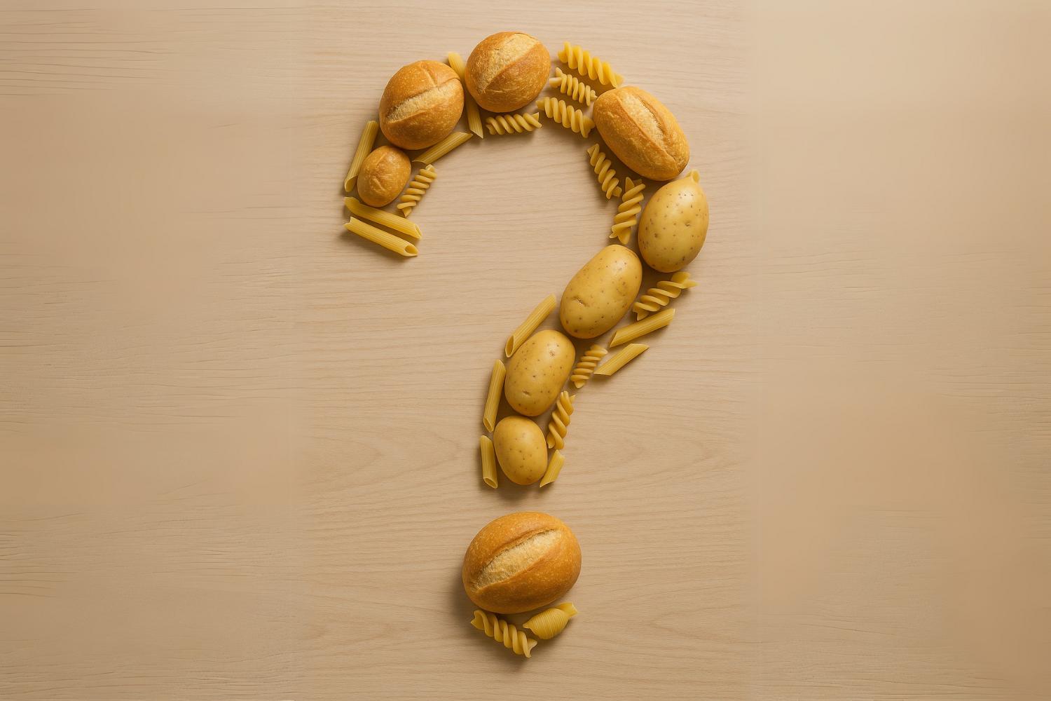 Punto interrogativo formato da pane e pasta