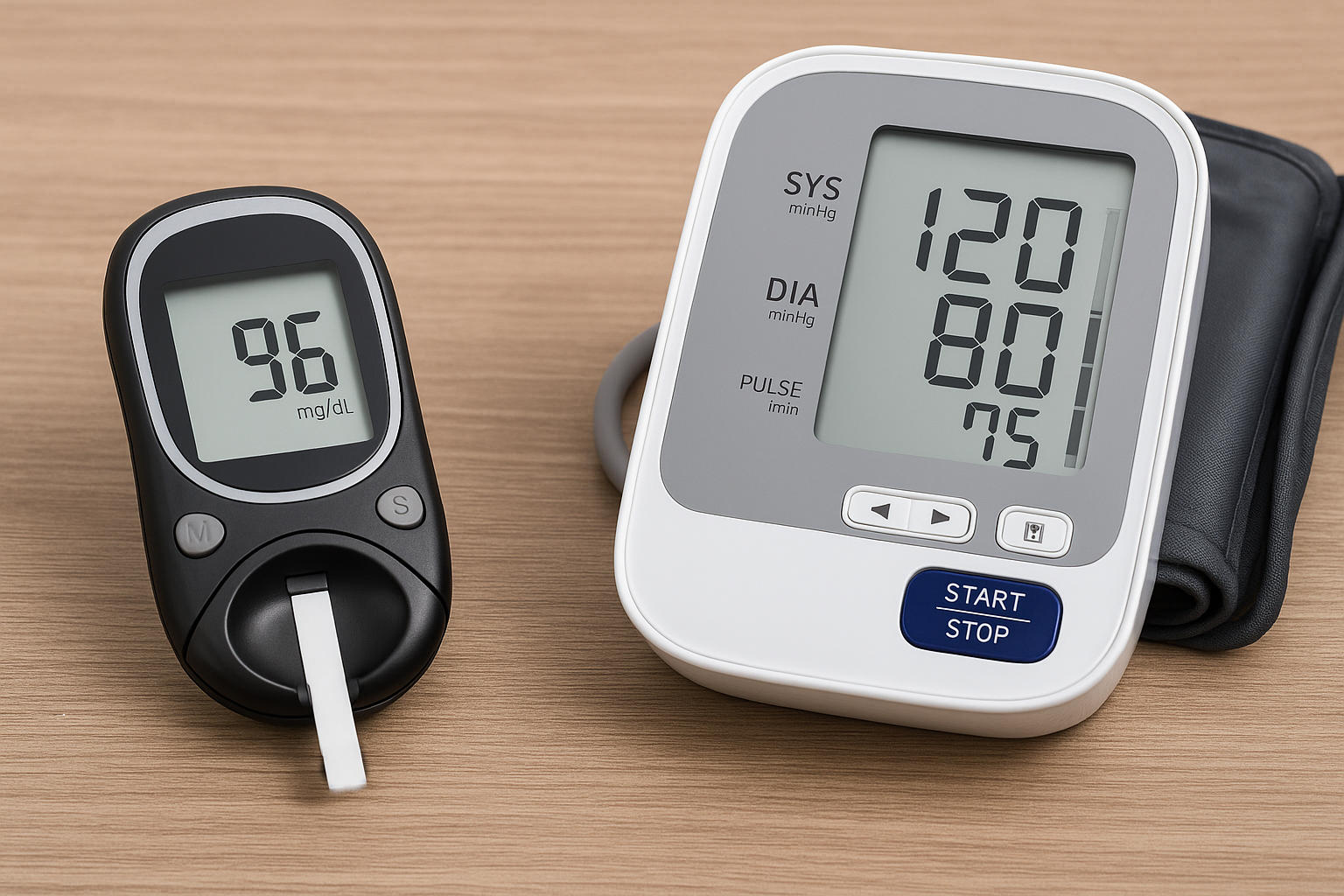 Glucometro e sfigmomanometro