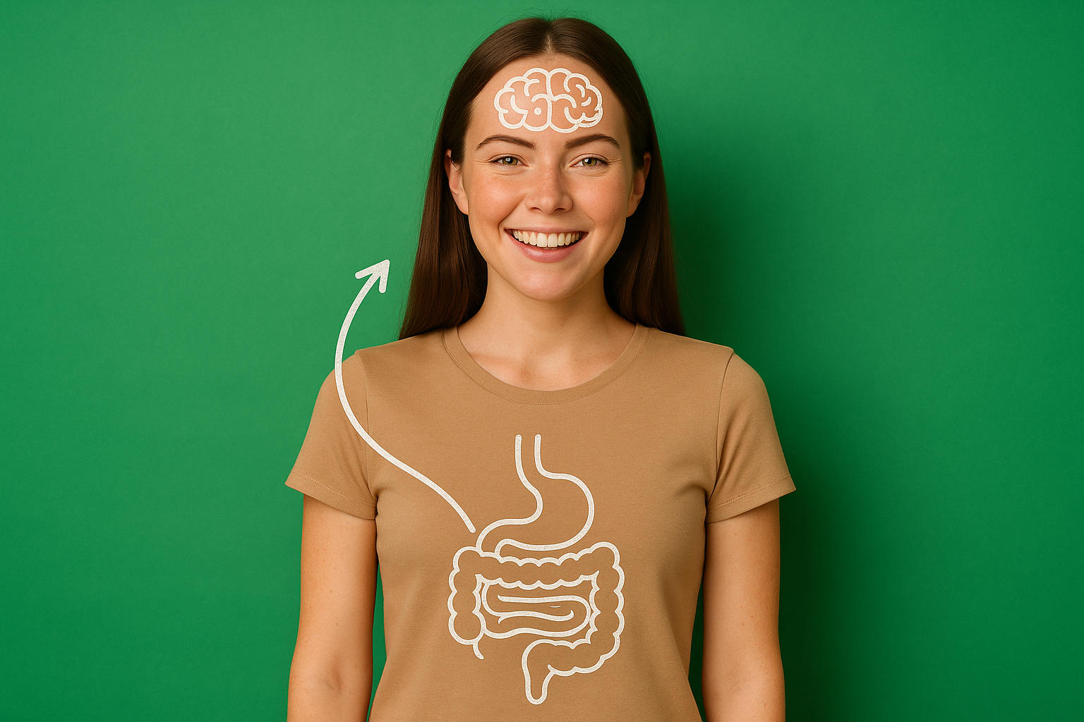 Immagine concettuale degli psicobiotici come azione dell'intestino sul cervello.