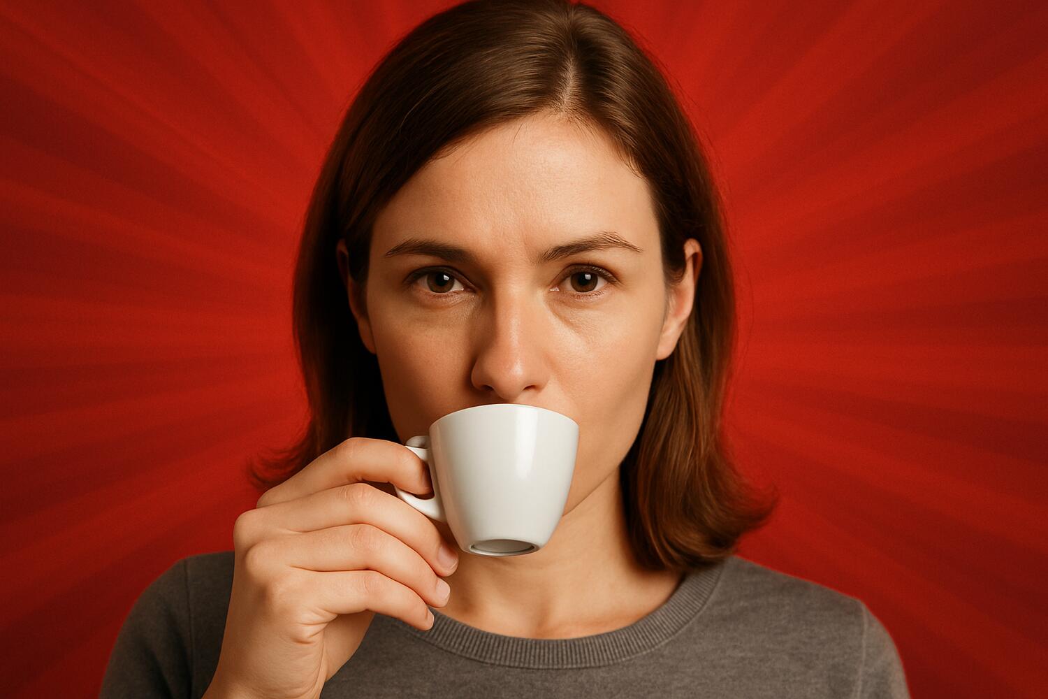Donna che beve un espresso