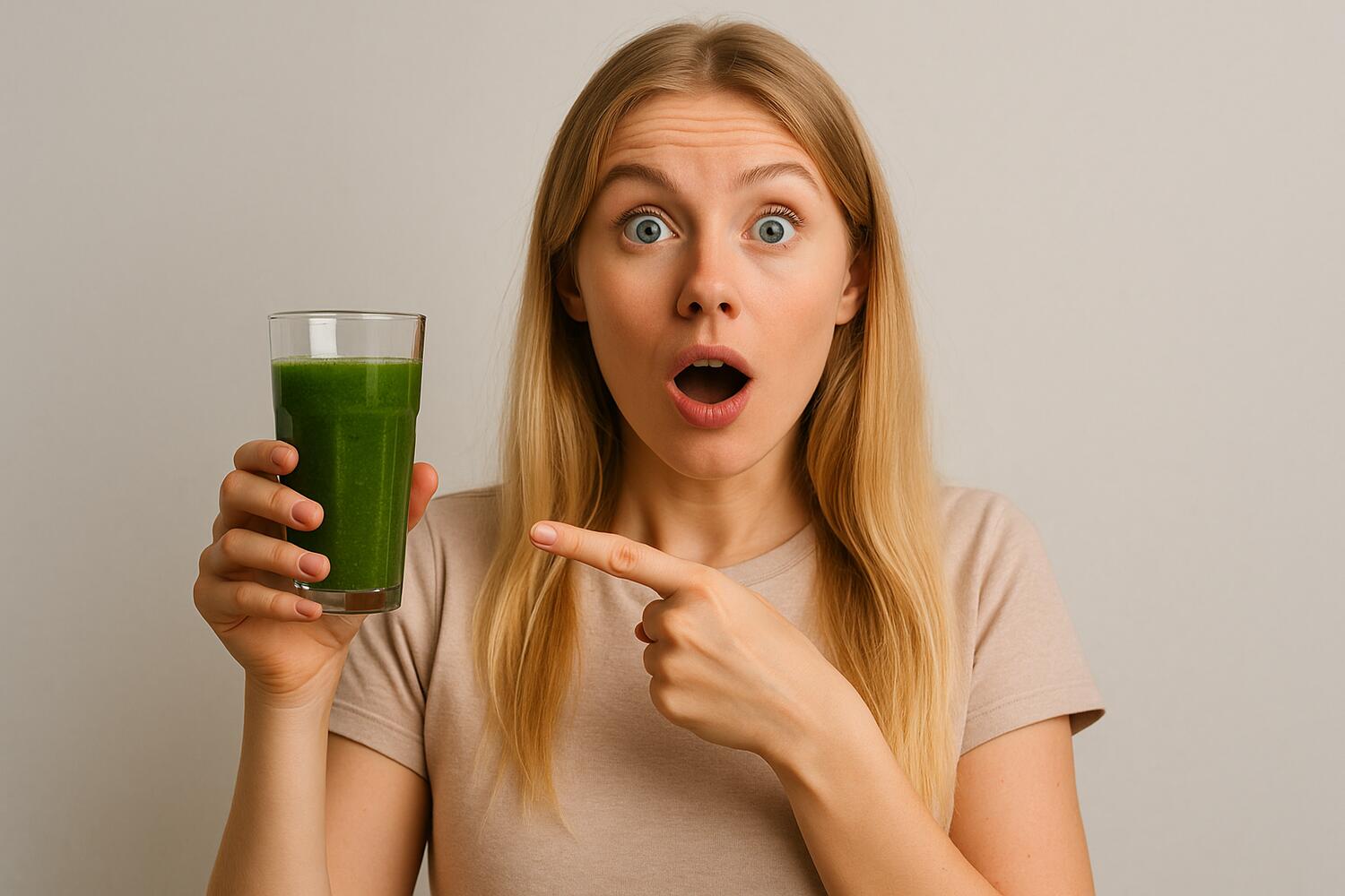 Ragazza con in mano bicchiere con bevanda detox.