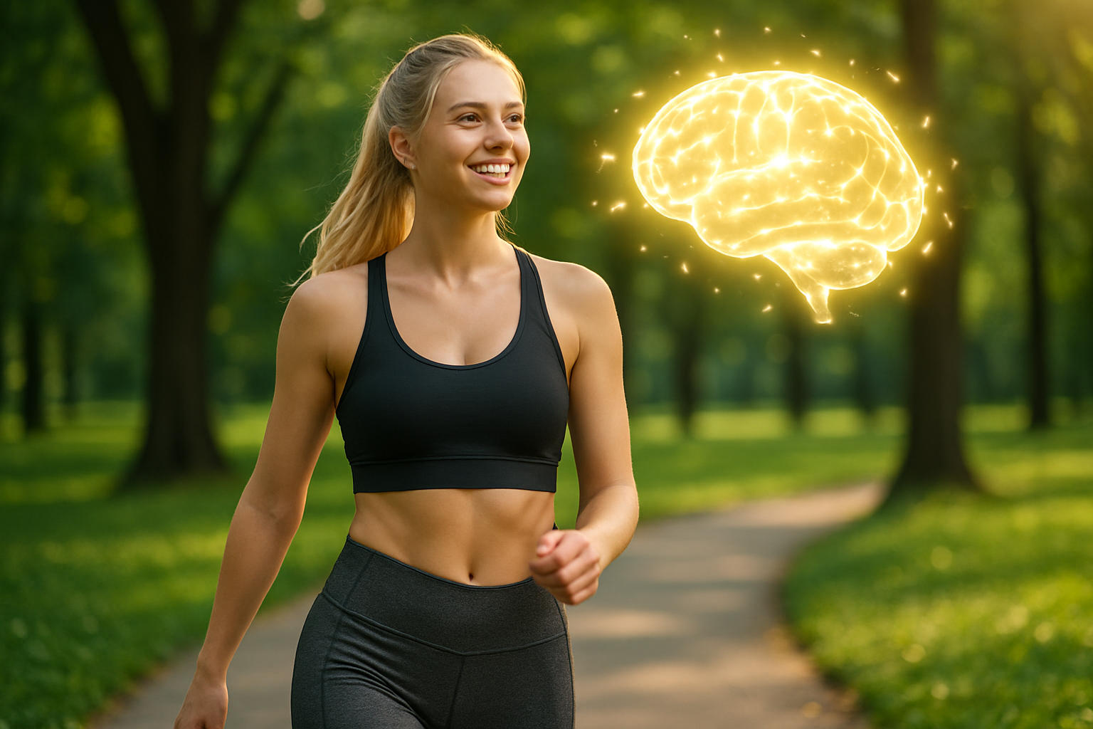 Ragazza che cammina in un parco