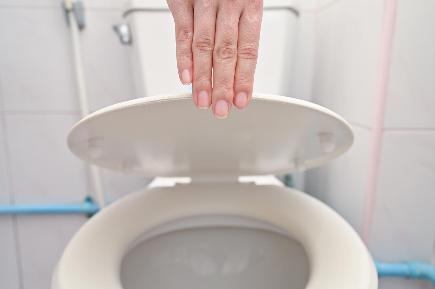 Mano che apre un sanitario