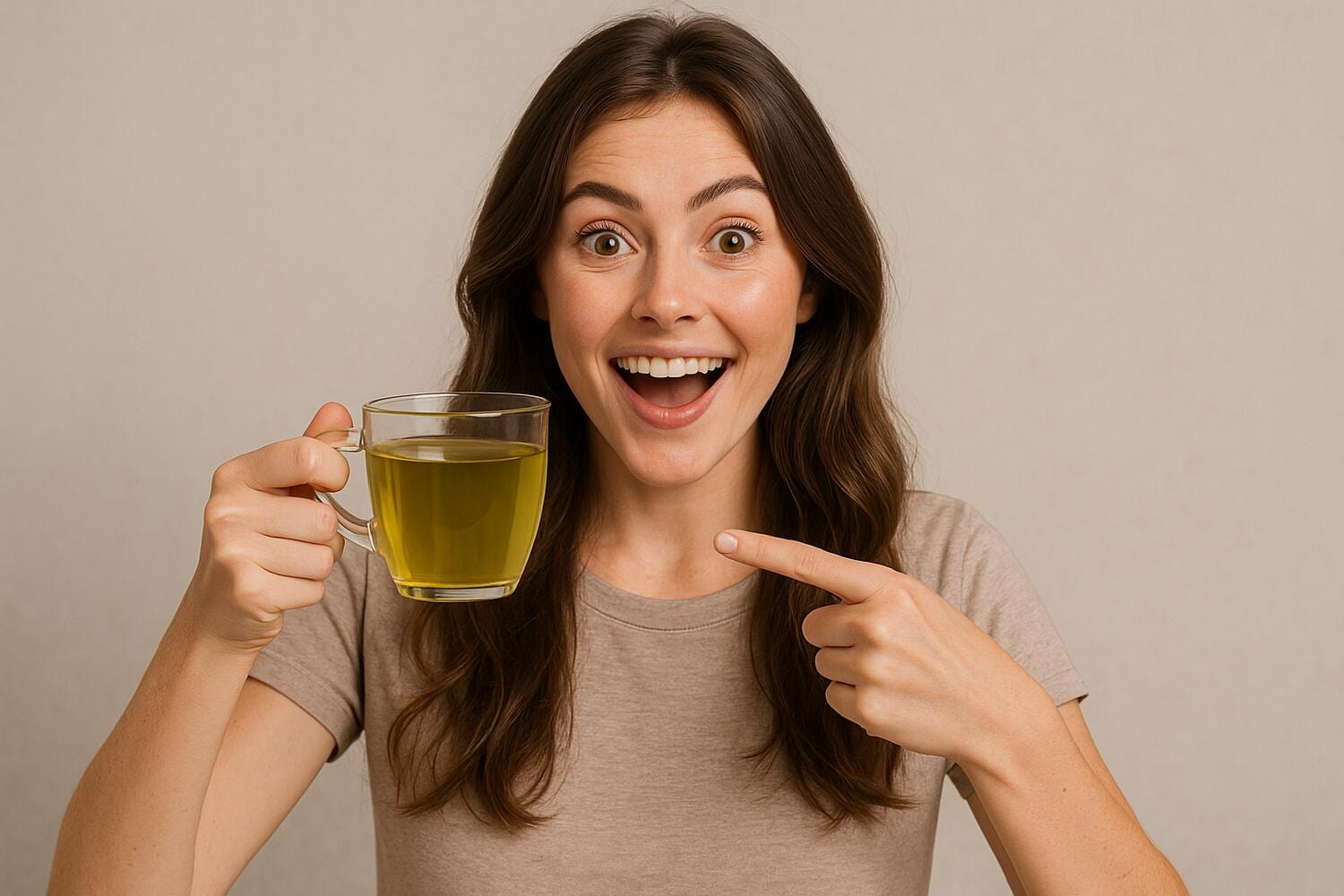 Ragazza con tazza di tè verde