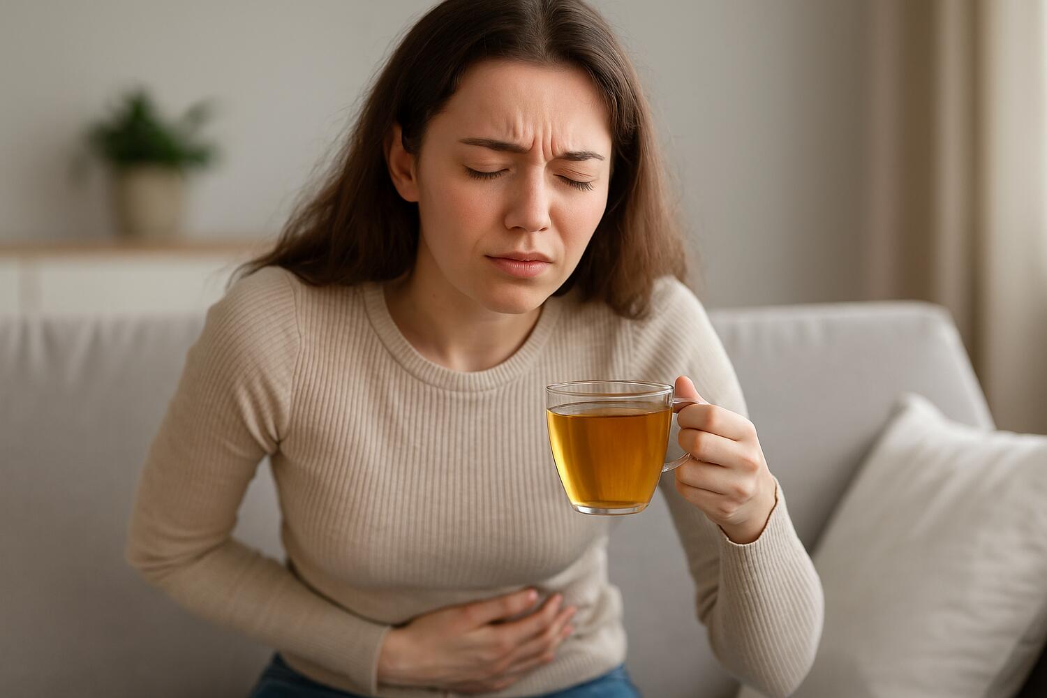 Ragazza che beve una tisana
