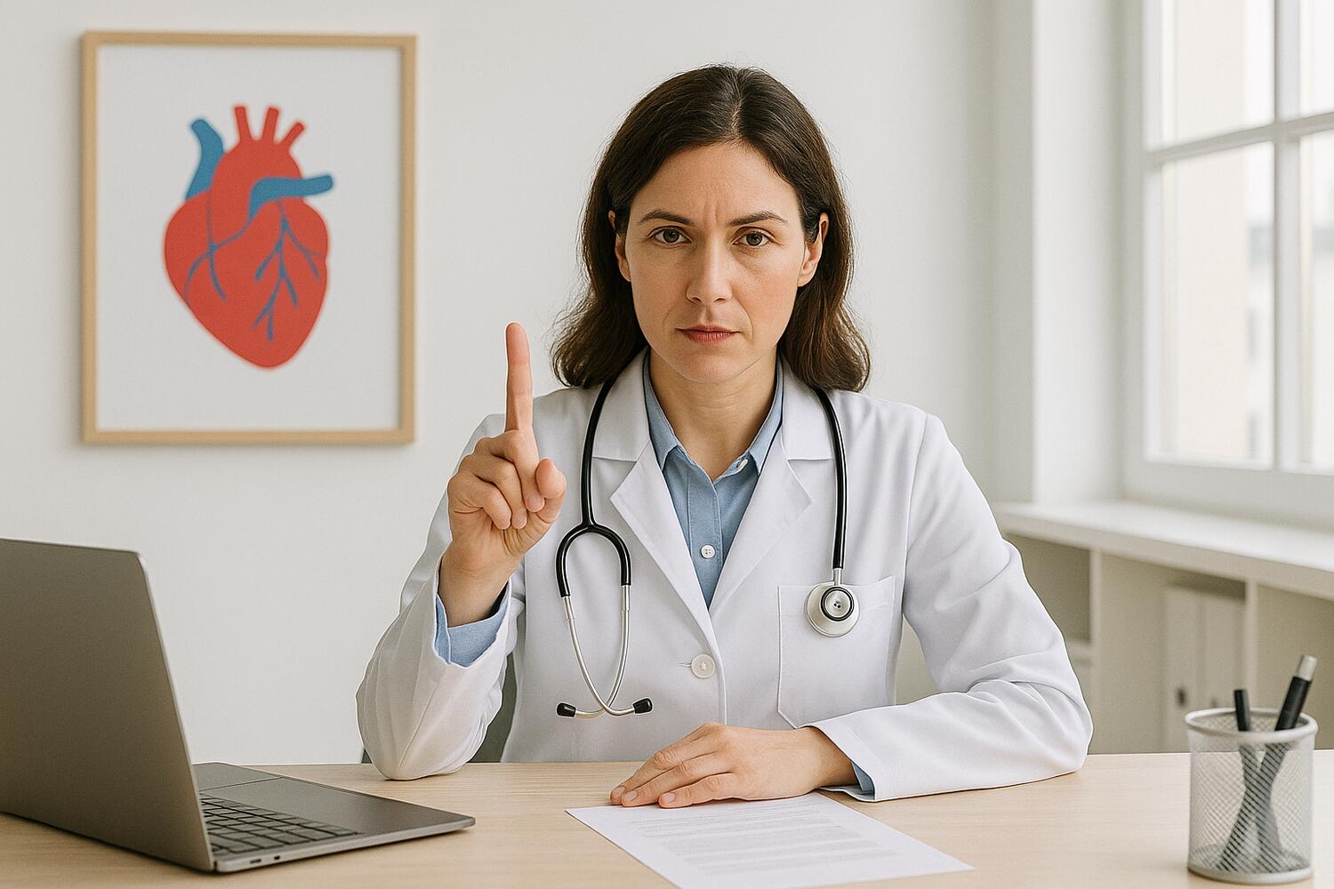 Cardiologa indica "1" con la mano