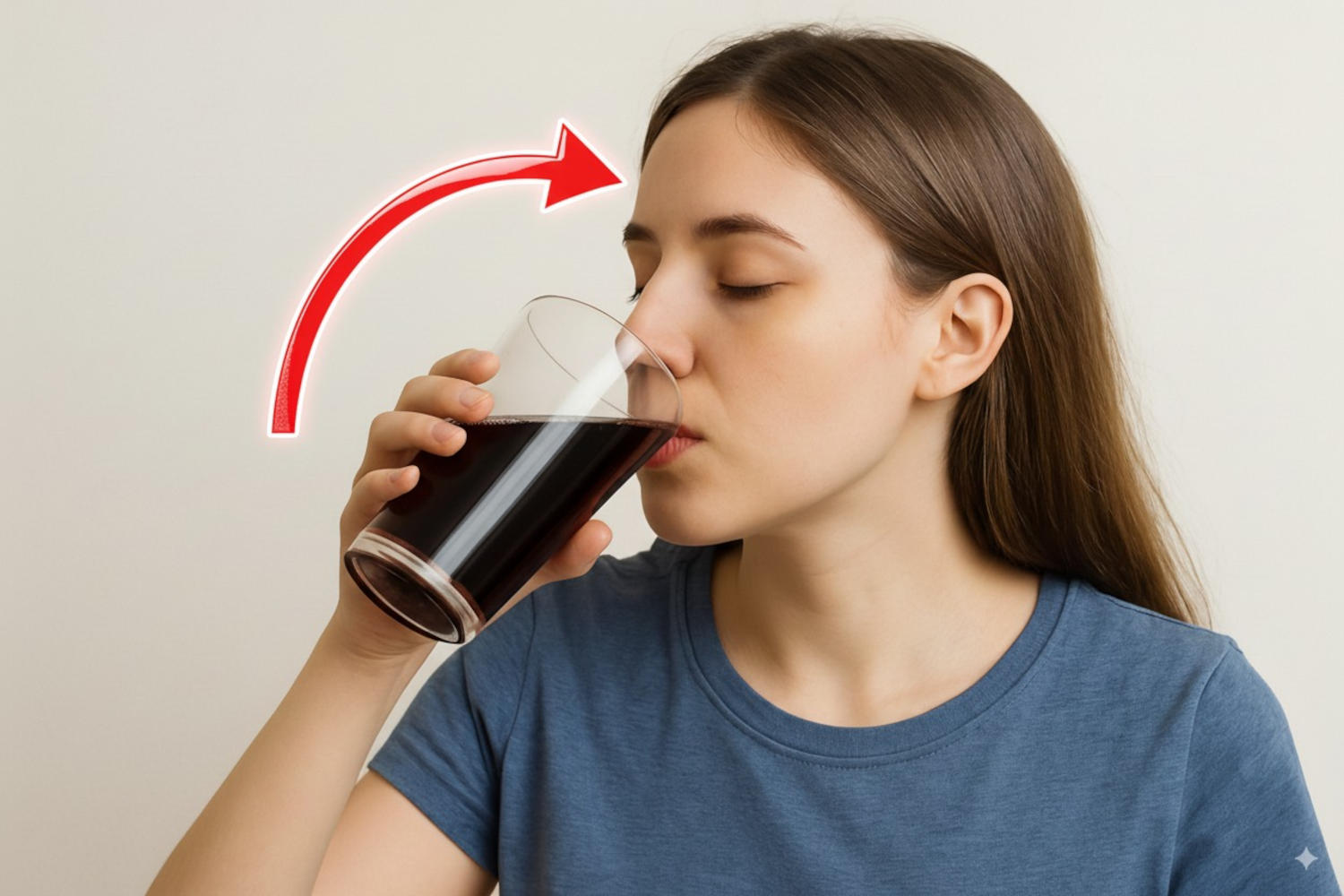 Ragazza che beve una cola