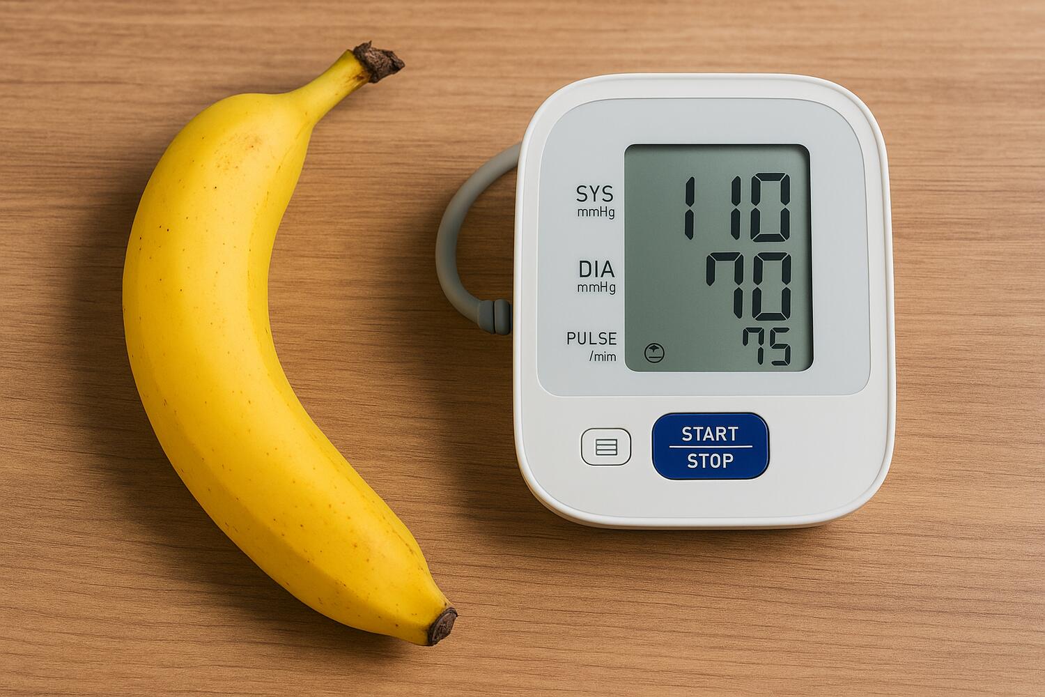 Una banana e un apparecchio per la misurazione della pressione