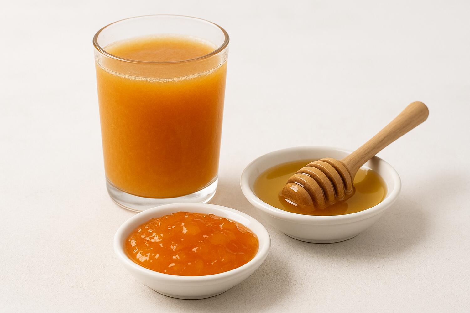 Succo di frutta, miele e marmellata