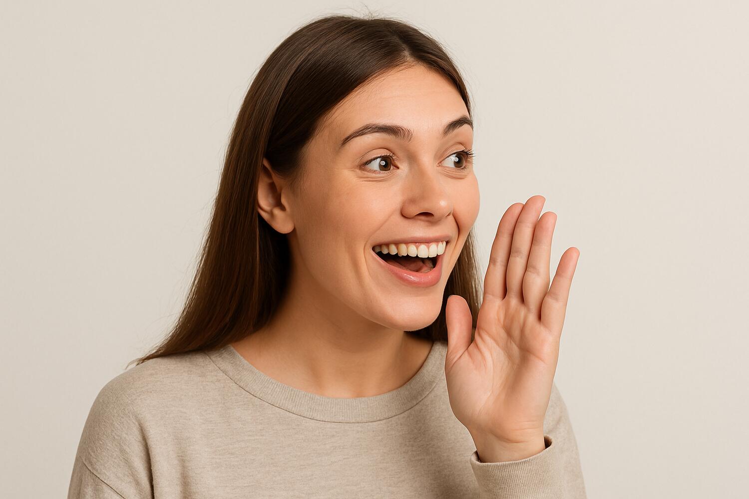 Ragazza che racconta qualcosa ad alta voce