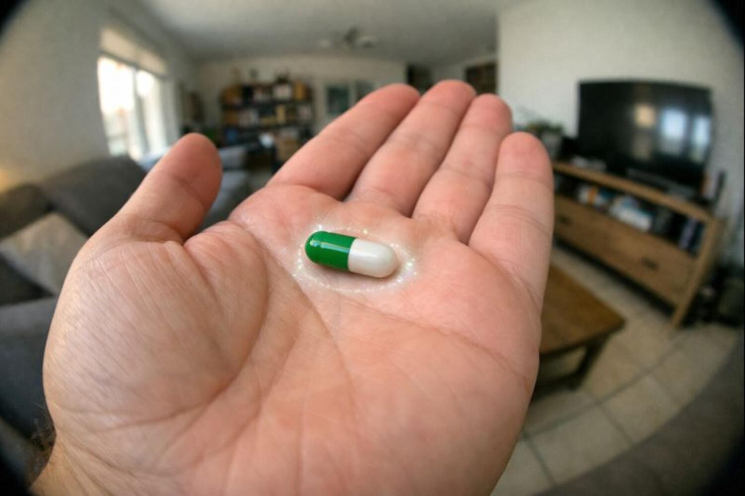 Capsula di integratore su una mano aperta