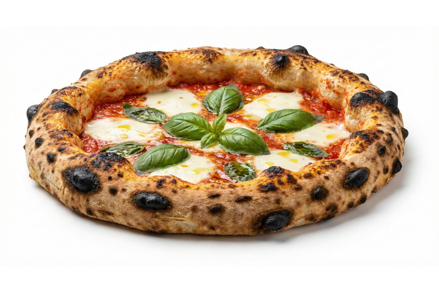 Pizza con cornicione bruciacchiato