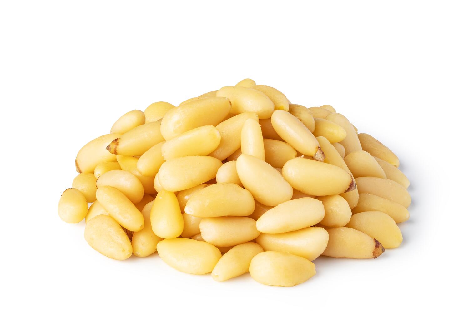 Pinoli su sfondo bianco