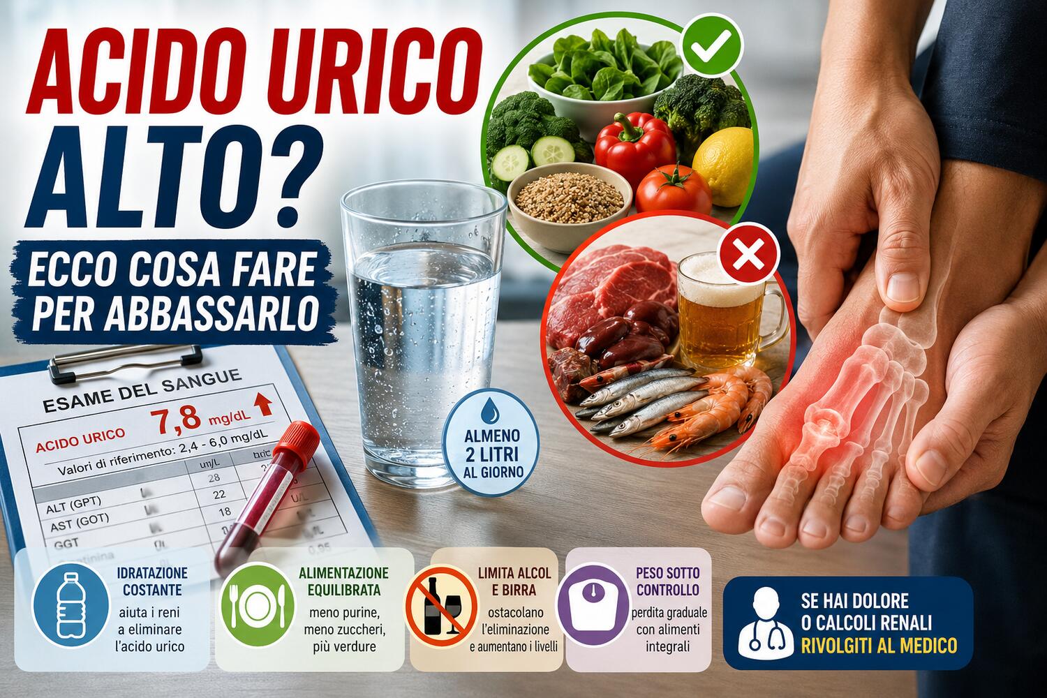 Infografica riassuntiva acido urico